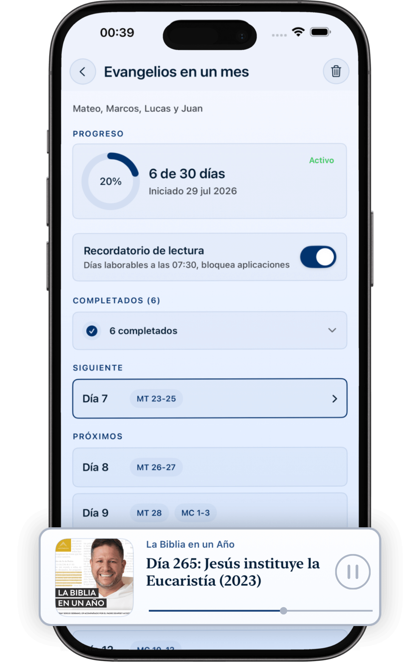 Plan de lectura de la Biblia de Ambo con progreso y recordatorio